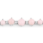 5.50 Carat Genuine Pink Opal and White Topaz .925 Sterling Silver Bracelet
