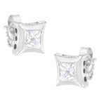 10K White Gold 1/2 Cttw Invisible Set Princess-Cut Diamond Stud Earrings (H-I Color, SI2-I1 Clarity)