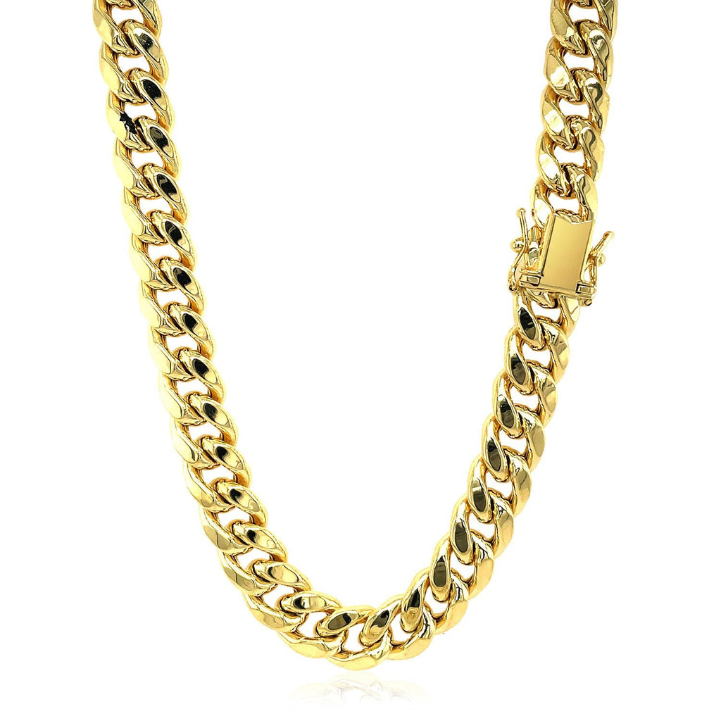 9.0mm 14k Yellow Gold Semi-Solid Miami Cuban Chain