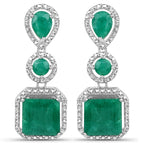 7.85 Carat Dyed Emerald .925 Sterling Silver Earrings