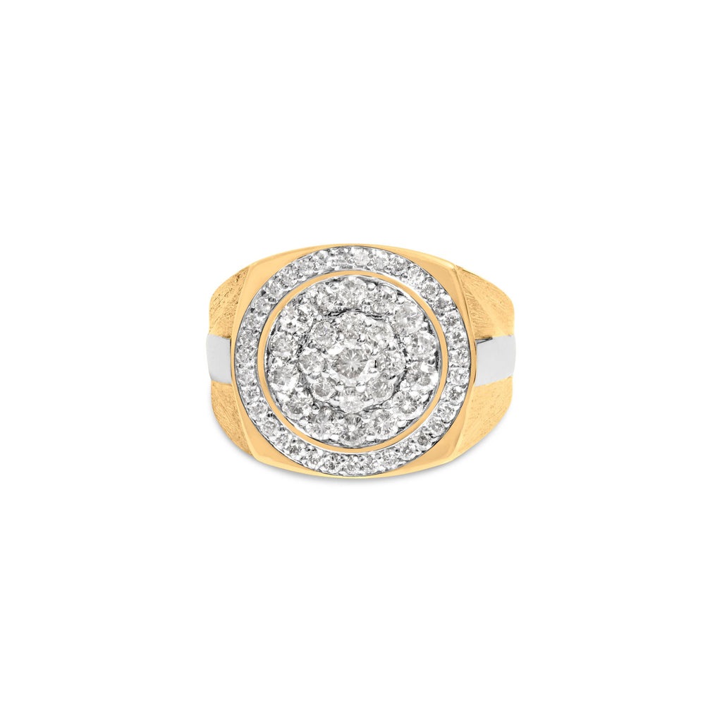 10K Yellow Gold 1 1/2 Cttw Diamond Cluster and Halo Signet Men's Ring (K-L Color, I1-I2 Clarity) - Size 10