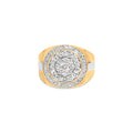 10K Yellow Gold 1 1/2 Cttw Diamond Cluster and Halo Signet Men's Ring (K-L Color, I1-I2 Clarity) - Size 10