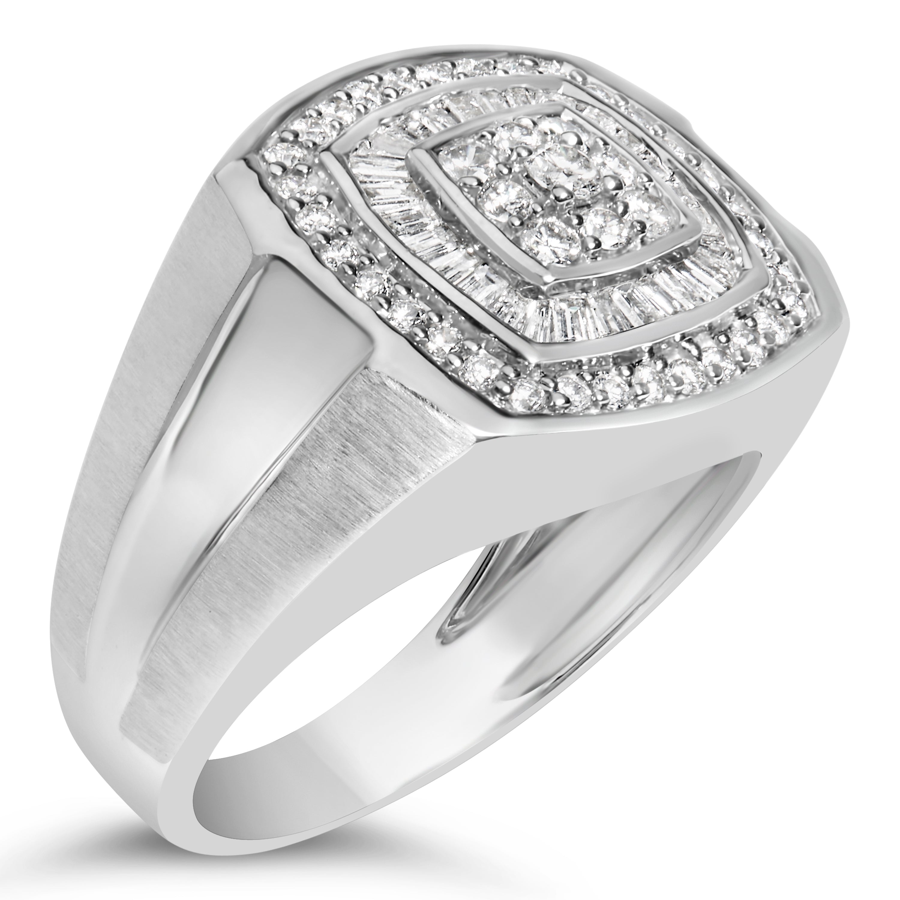 14K White Gold Men's 1 CTTW Diamond Band Ring
