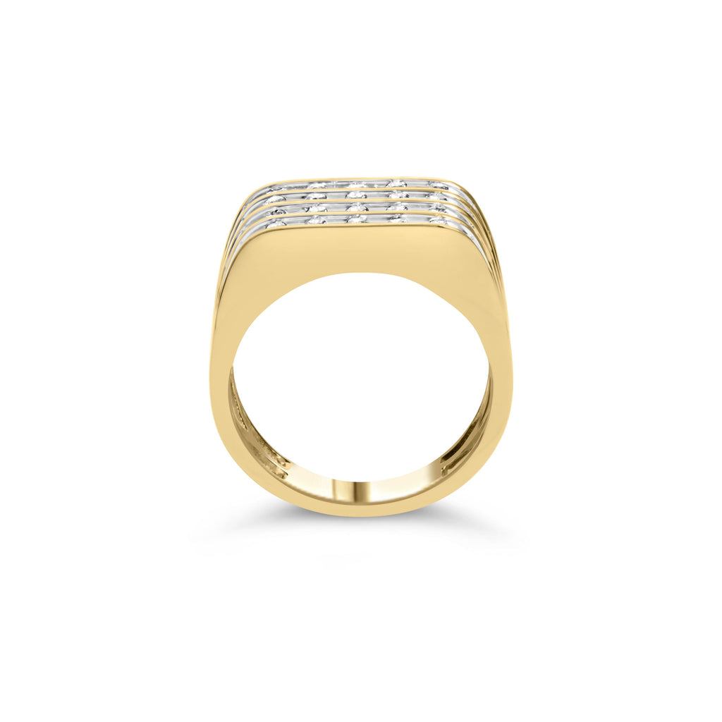 10K Yellow Gold 1.00 Carat Total Weight Diamond Multi-Row Men's Ring Band
