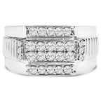 Men's .925 Sterling Silver 1.00 Cttw Diamond Multi Row Band Ring -Size 10