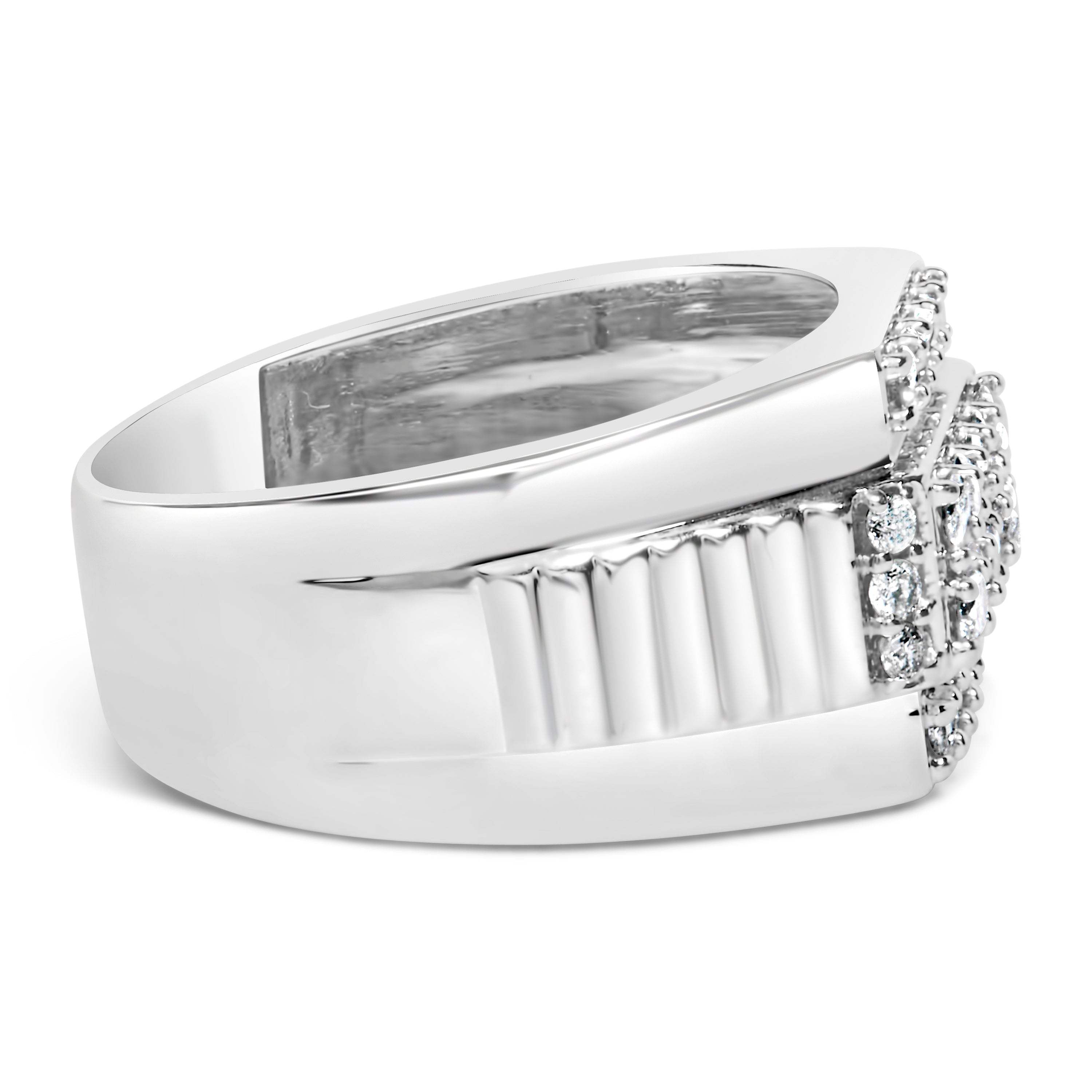 Men's .925 Sterling Silver 1.00 Cttw Diamond Multi Row Band Ring -Size 10