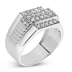 Men's .925 Sterling Silver 1.00 Cttw Diamond Multi Row Band Ring -Size 10