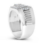 Men's .925 Sterling Silver 1.00 Cttw Diamond Multi Row Band Ring -Size 10