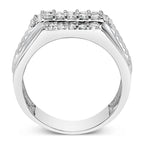 Men's .925 Sterling Silver 1.00 Cttw Diamond Multi Row Band Ring -Size 10