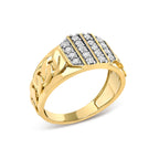 Men's 14K Yellow Gold Plated Sterling Silver Diamond 1/2 Cttw Cuban-Link Band Ring