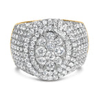 Men's 10K Yellow Gold 2-1/2 Cttw Round Diamond Cluster Cocktail Ring
