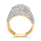 Men's 10K Yellow Gold 2-1/2 Cttw Round Diamond Cluster Cocktail Ring