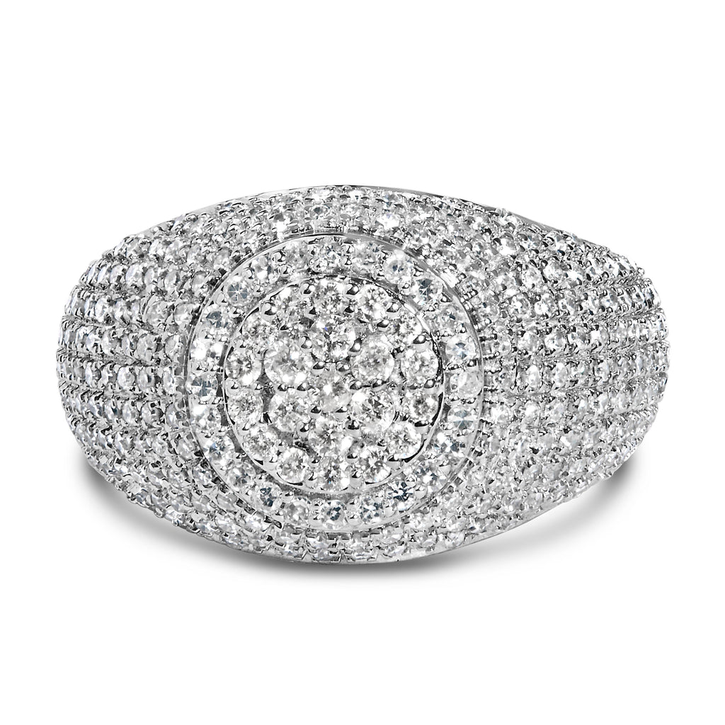 Men's 10K Yellow Gold 1 1/2 Cttw Diamond Cluster Dome Band Ring