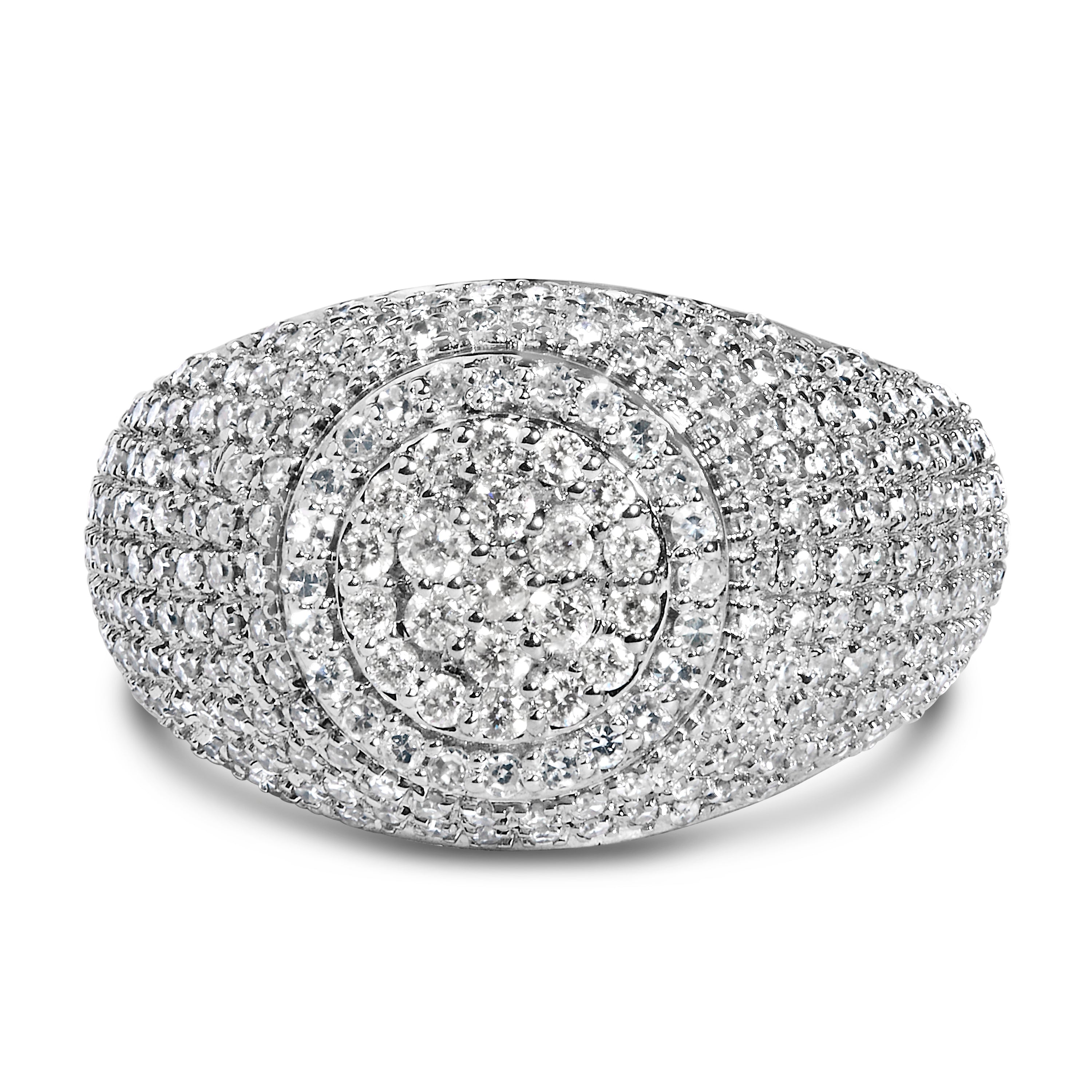 Men's 10K Yellow Gold 1 1/2 Cttw Diamond Cluster Dome Band Ring