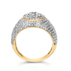 Men's 10K Yellow Gold 1 1/2 Cttw Diamond Cluster Dome Band Ring