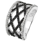 0.92 Carat Genuine Black Diamond & White Diamond .925 Sterling Silver Ring