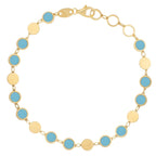 14k Yellow Gold Turquoise Geometric Mirror Gem Chain Bracelet (5.00 mm)