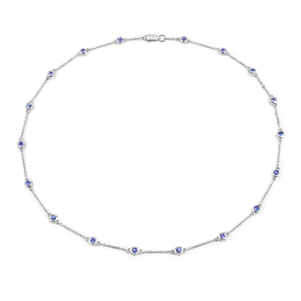 1.80 Carat Genuine Tanzanite .925 Sterling Silver Necklace