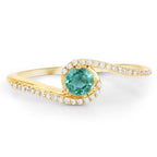 0.33 Carat Genuine Zambian Emerald and White Diamond 14K Yellow Gold Ring