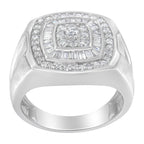 14K White Gold Men's 1 CTTW Diamond Band Ring