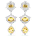 6.63 Carat Genuine Citrine and White Topaz .925 Sterling Silver Earrings