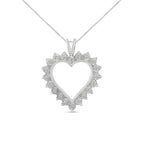 .925 Sterling Silver 1/4 Carat Total Weight Miracle Set Diamond Open Heart 18" Pendant Necklace (I-J Color, I3 Clarity)