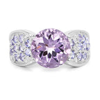 4.07 Carat Genuine Amethyst & Tanzanite .925 Sterling Silver Ring