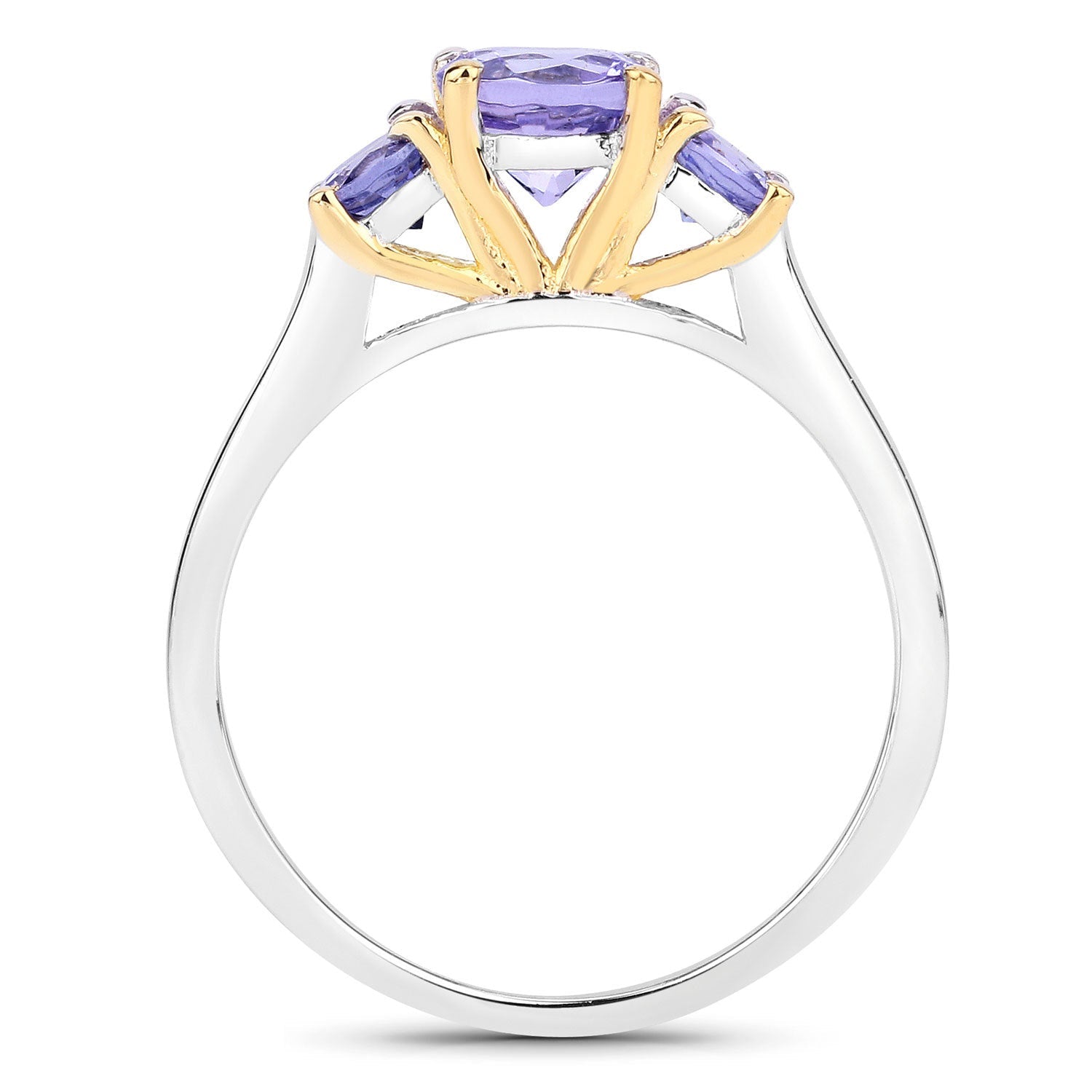 Anillo de plata de ley .925 con tanzanita genuina de 1,07 quilates, chapado en dos tonos