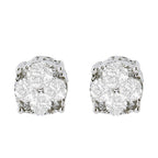 .925 Sterling Silver 1/2 cttw Prong Set Round-Cut Diamond Cluster Stud Earring (I-J Color, I2-I3 Clarity)