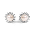 10K White Gold Heirloom-Style Pearl and Diamond Accent Halo Stud Earrings (I-J color, I1-I2 Clarity)