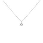 10K White Gold 5MM Cultured Pearl and Diamond Accent Halo Pendant Necklace