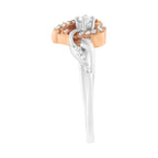 10K Rose Gold over .925 Sterling Silver â…• Cttw Diamond Split Shank Open Heart Cocktail Ring (I-J Color, I2-I3 Clarity)