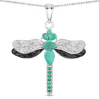 1.87 Carat Genuine Zambian Emerald and White Topaz .925 Sterling Silver Pendant