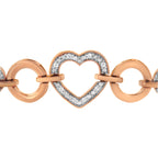 14K Rose Gold Plated .925 Sterling Silver Diamond Accent Circle and Heart Link Adjustable 6â€-10â€ Bolo Bracelet