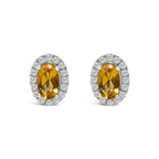 10K White Gold 5x3 MM Oval Purple Amethyst and Diamond Halo Stud Earrings (I-J Color, I1-I2 Clarity)