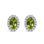 10K White Gold 5x3 MM Oval Purple Amethyst and Diamond Halo Stud Earrings (I-J Color, I1-I2 Clarity)