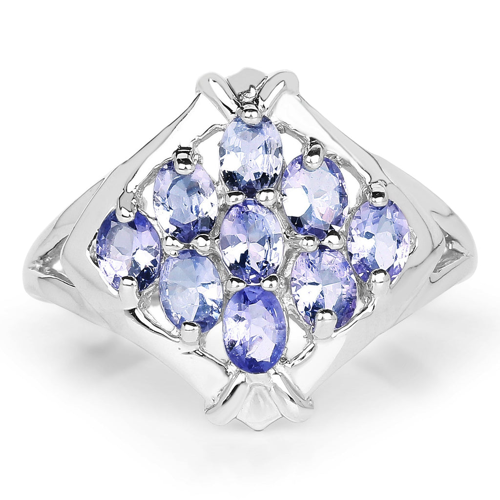 1.53 Carat Genuine Tanzanite .925 Sterling Silver Ring