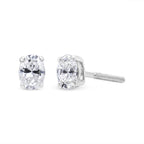 14K White Gold 1.00 Cttw Lab Grown Oval Solitaire Diamond Stud Earrings (F-G Color, VS2-SI1 Clarity)