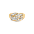 14K Yellow Gold 1.00 Carat Total Weight Diamond Cocktail Cluster 5 Stone Ring (H-I Color, SI1-I1 Clarity) - Ring Size 7