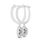 14k White Gold Double Halo Round Diamond Drop Earrings (1 ctw)