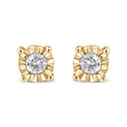 10K Yellow Gold Plated .925 Sterling Silver 1/10 Cttw Round Brilliant-Cut Diamond Miracle-Set Stud Earrings (J-K Color, I3 Clarity)