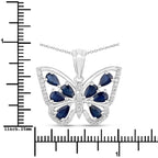 1.67 Carat Genuine Blue Sapphire and White Zircon .925 Sterling Silver Pendant