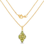 14K Yellow Gold Plated 4.02 Carat Genuine Peridot & White Topaz .925 Sterling Silver Pendant