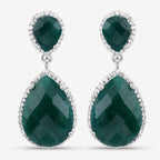 19.42 Carat Dyed Emerald and White Topaz .925 Sterling Silver Earrings