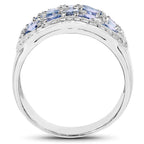 2.62 Carat Genuine Tanzanite and White Topaz .925 Sterling Silver Ring