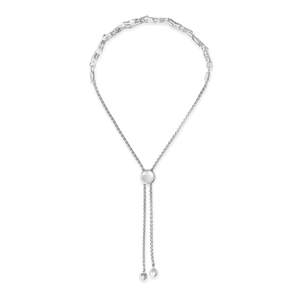 .925 Sterling Silver 1/2 Carat Total Weight Diamond Alternating Heart Link Adjustable Bolo Bracelet (I-J Color, I3 Clarity) - 4" to 10"