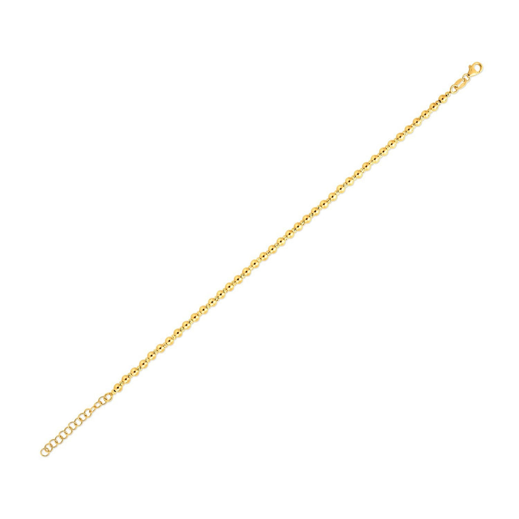 14k Yellow Gold Spaced Bead Bracelet (3.00 mm)