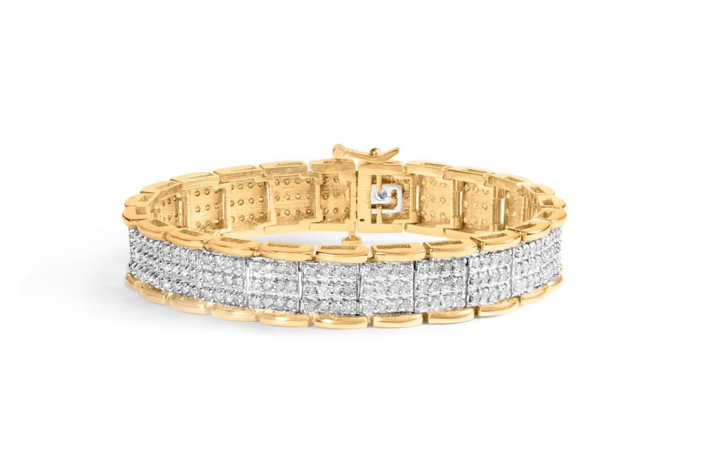 10K Yellow Gold 5.00 Carat Total Weight Round-Cut Diamond Link 7" Bracelet (J-K Color, I1-I2 Clarity)