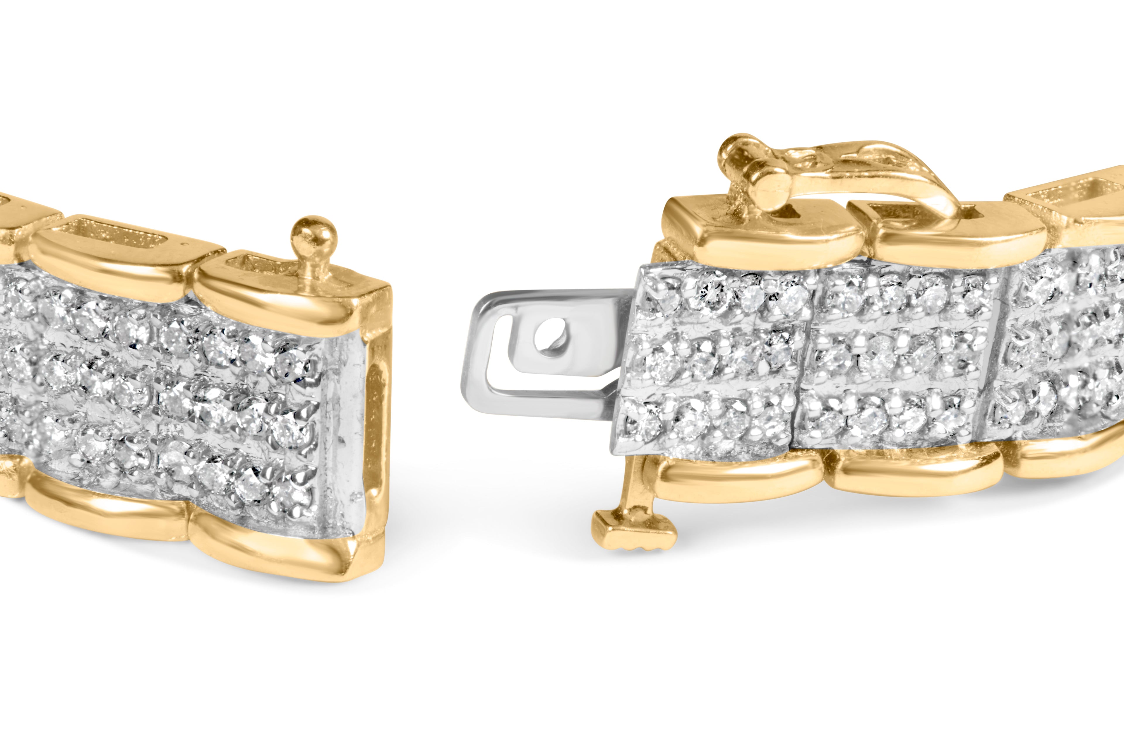 10K Yellow Gold 5.00 Carat Total Weight Round-Cut Diamond Link 7" Bracelet (J-K Color, I1-I2 Clarity)