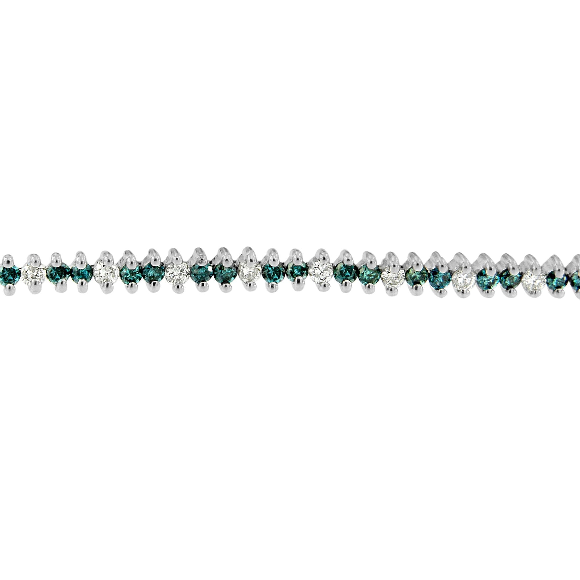14K White Gold Round-Cut White and Blue Diamond Fashion Bracelet (3.70 cttw, H-I Color, SI1-SI2 Clarity)